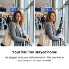 Before and after: hair smoothed at the airport with the Cordless Straightening Brush