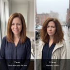 Straight hair at 7 a.m., frizzy again by 11 a.m. in the humidity