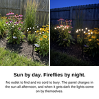 Sun by day, fireflies by night: Solar Powered Firefly Lights charging in the afternoon and glowing after dark