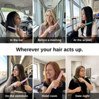 Where to use the Cordless Straightening Brush: car, office, airport, commute, hotel, date night