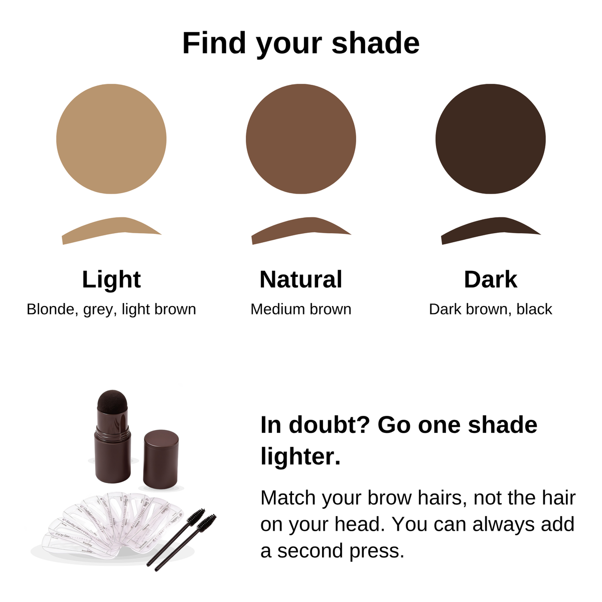 Shade guide: Light, Natural and Dark