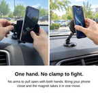 Before and after: two hands fighting a clamp vs one hand on the magnetic holder