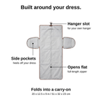 Carry-On Garment Duffel opened flat: hanger slot, side pockets, full-length zipper
