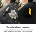 The roller always runs out: couch with a used lint roller, then clean with the pet hair glove