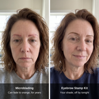 Faded microblading compared with brows from the Eyebrow Stamp Kit