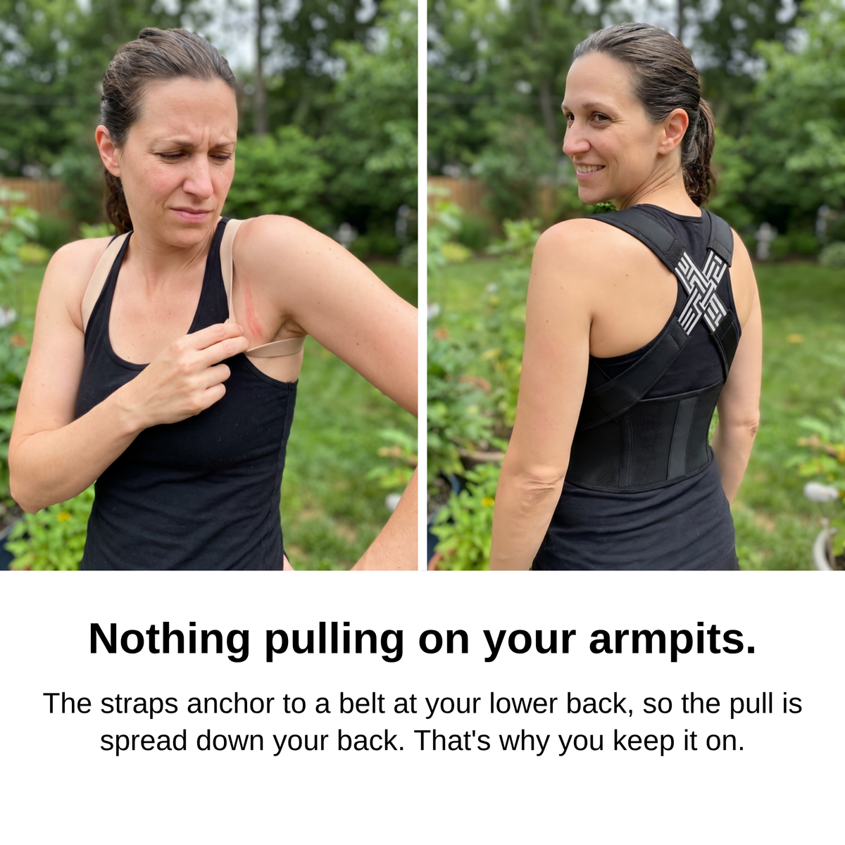 Nothing pulling on your armpits. Figure-8 brace vs X-Strap
