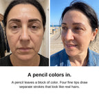 Before and after: pencil block brows versus hair-like strokes