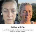 Before and after: brows still on at 6 PM