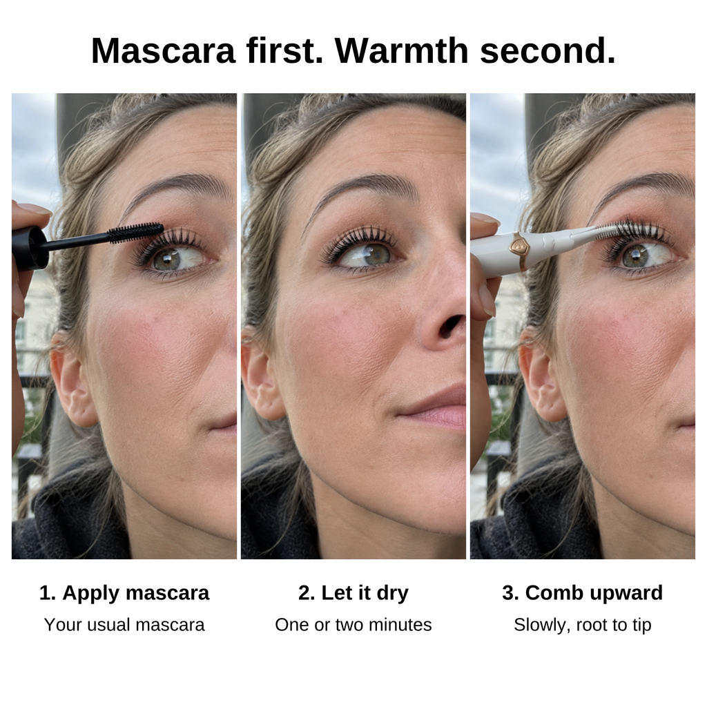 Mascara first, warmth second: how to use the heated lash curler