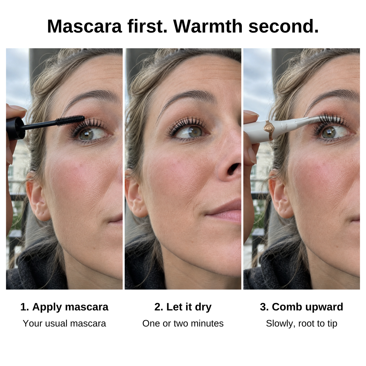 Mascara first, warmth second: how to use the heated lash curler