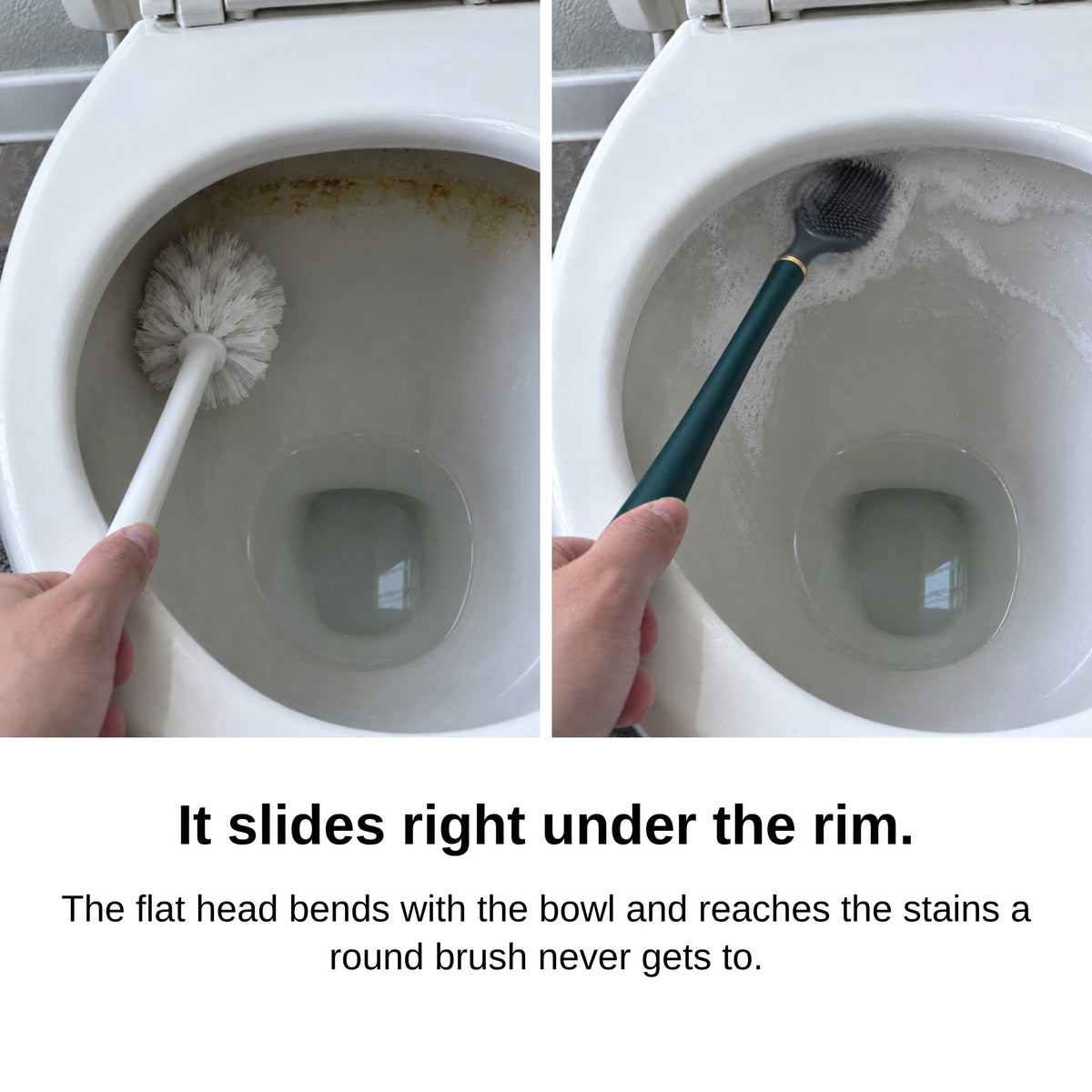 Before and after: it slides right under the rim