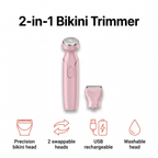 2-in-1 rechargeable bikini trimmer with two heads