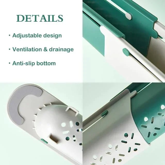 Égouttoir de lavabo télescopique avec barre à serviettes | Gardez votre espace de lavabo sec, propre et organisé - aucun outil nécessaire