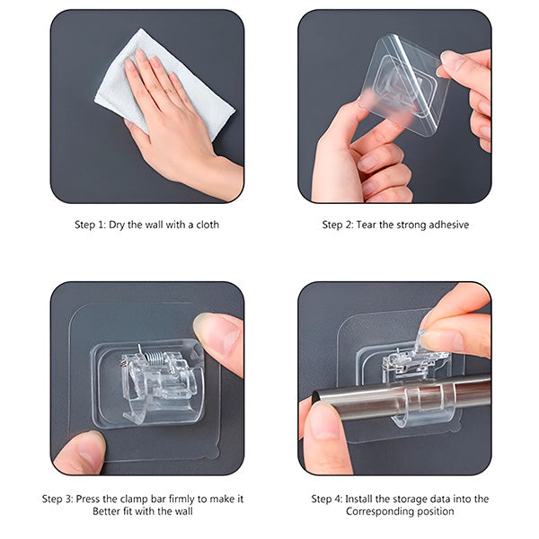 Univerzální úložné háčky | Zavěste oblečení nebo závěsy bez vrtání děr do zdí (4 háčky v balení)