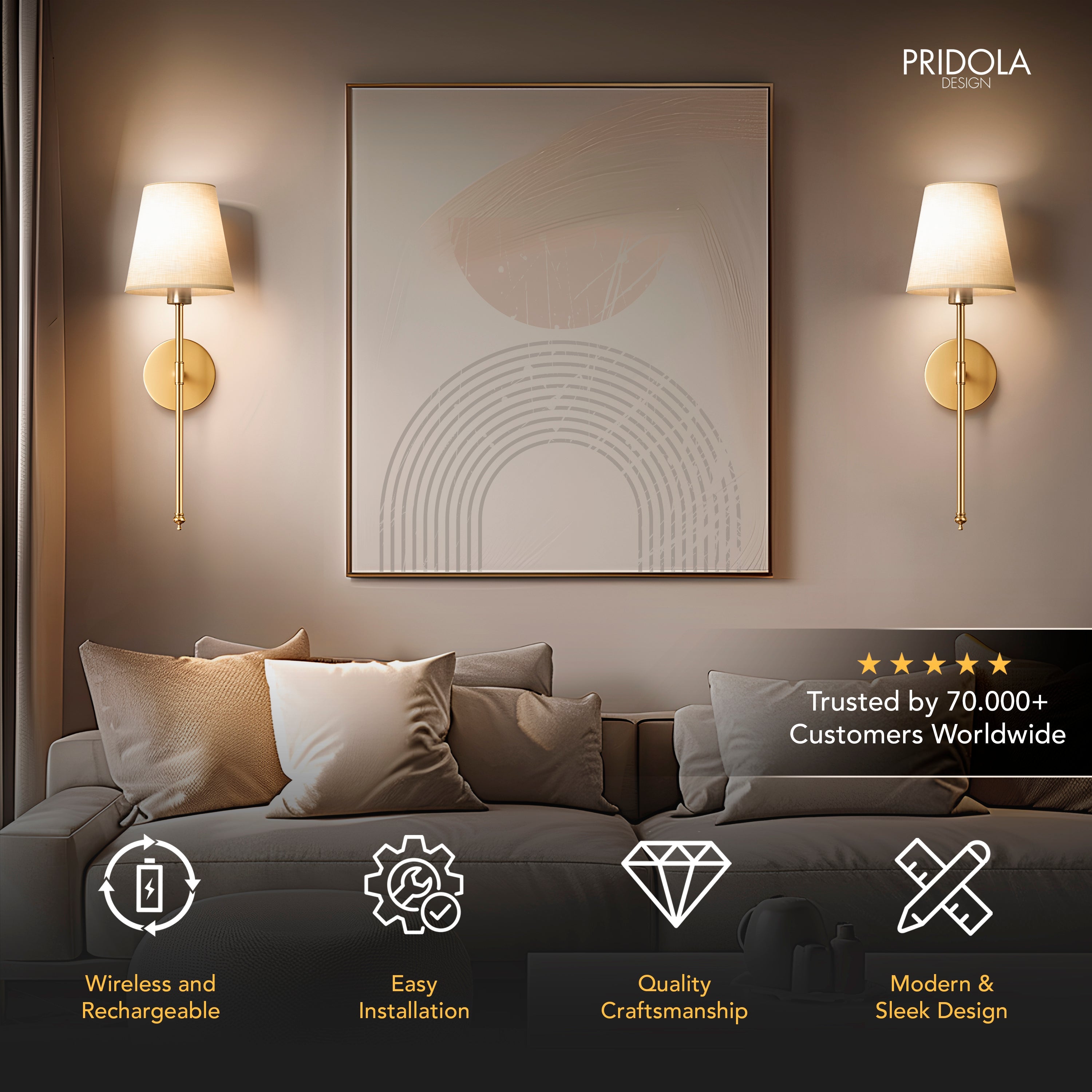 Draadloze wandlampen | Transformeer je ruimte met zacht licht - geen draden, geen gedoe (Set van 2)