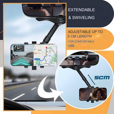 Suporte de telemóvel para carro rotativo e extensível