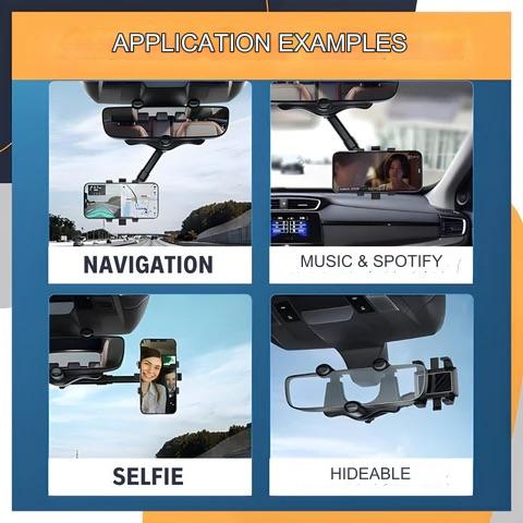 Suporte de telemóvel para carro rotativo e extensível