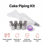 Stainless steel piping tips kit for flowers and rosettes