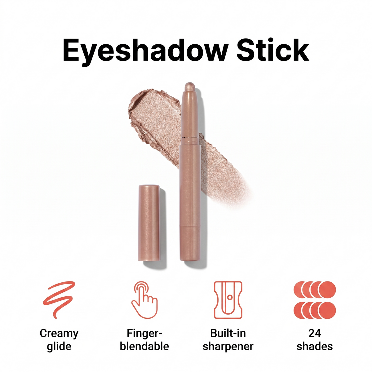 Creamy eyeshadow stick with built-in sharpener