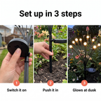 Set up in 3 steps: switch it on, push it into the soil, it glows at dusk
