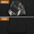 Black rug before and after removing pet hair