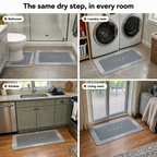 Thin bath mats used in a bathroom, laundry room, kitchen and living room