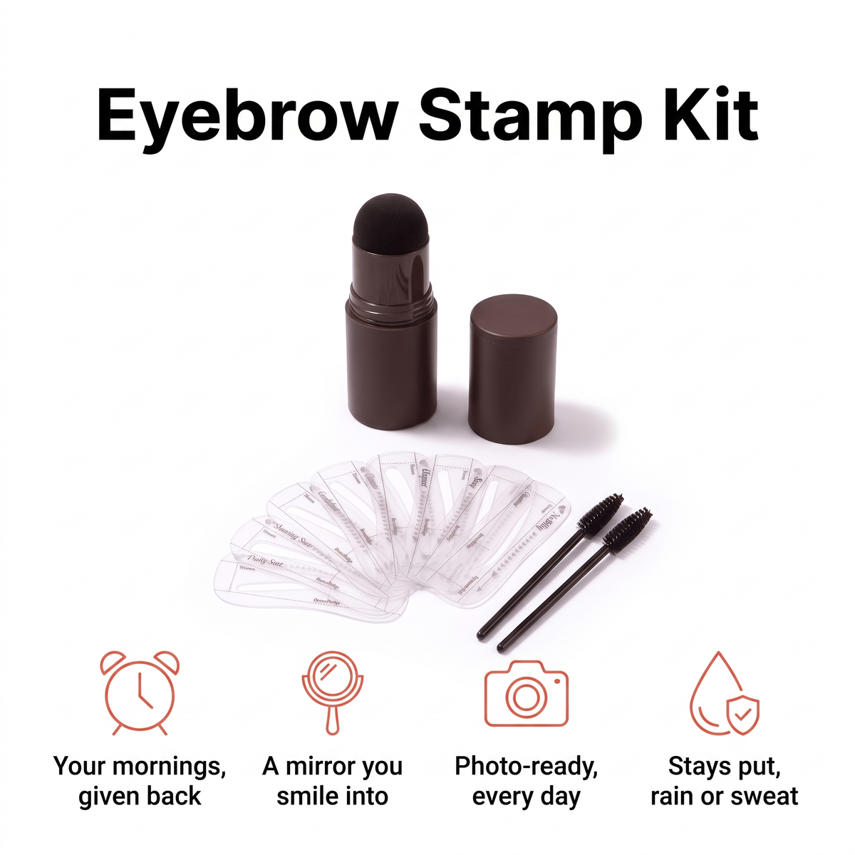 Eyebrow Stamp Kit with its stencils and brushes