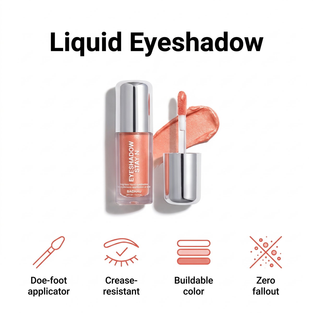 Crease-resistant liquid eyeshadow with doe-foot applicator