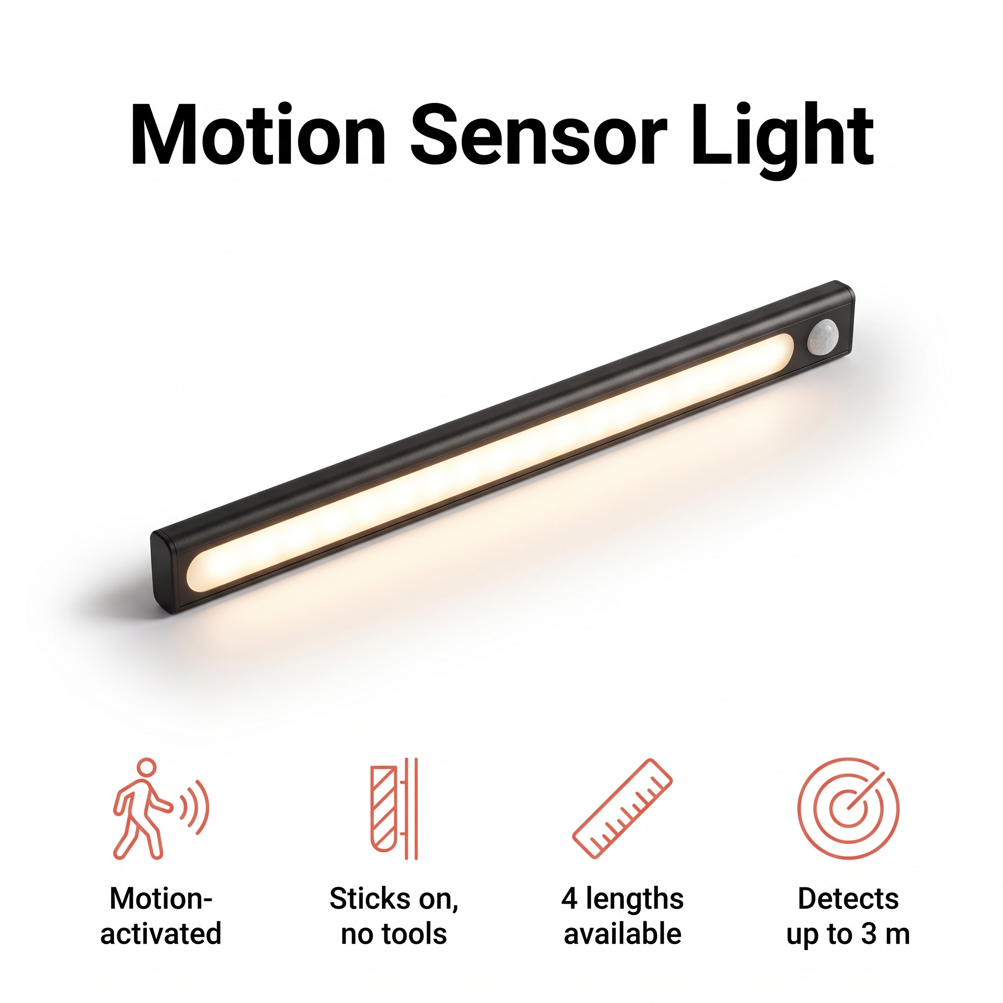 Stick-on motion sensor light for closets and stairs