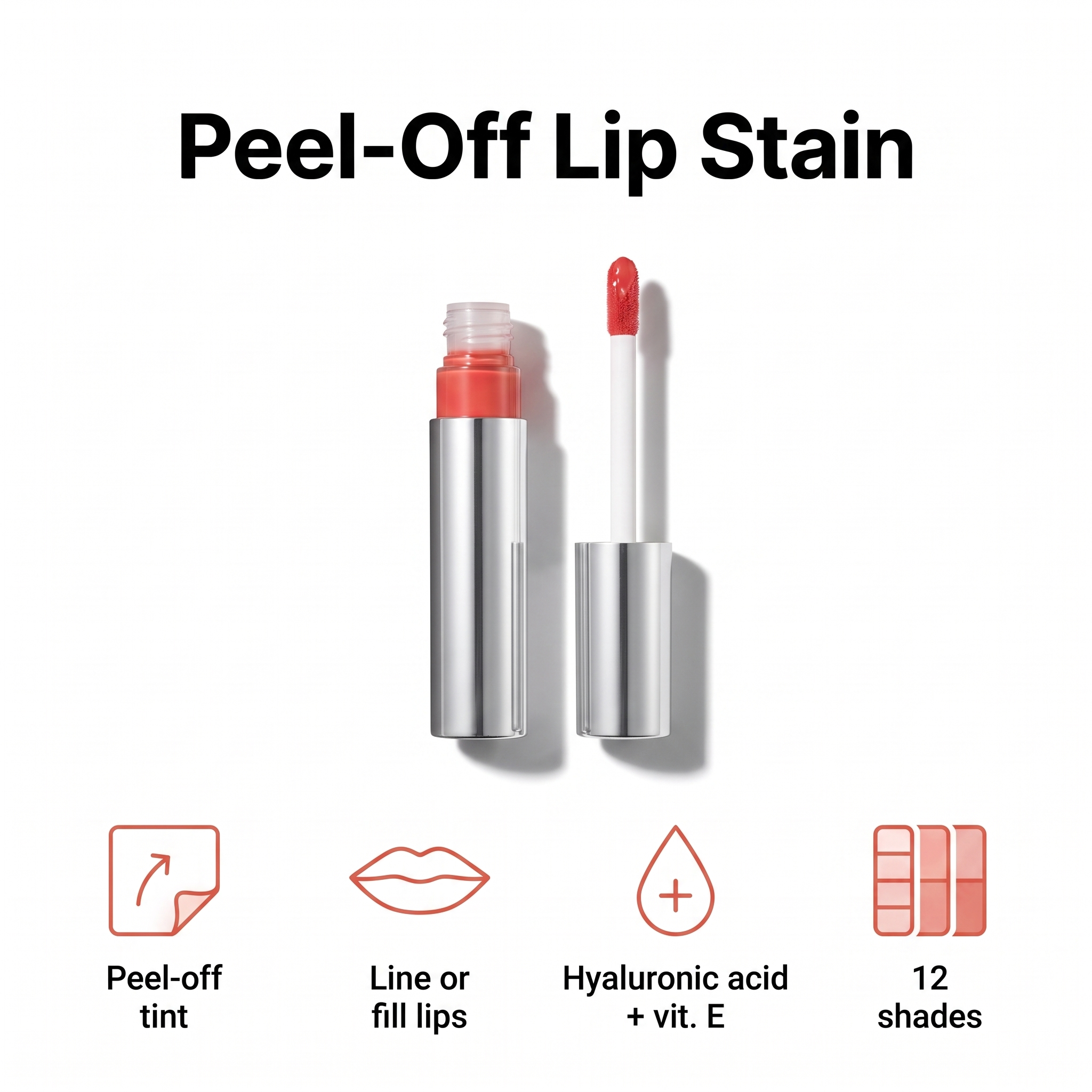 Peel-off lip liner stain with long-lasting tint
