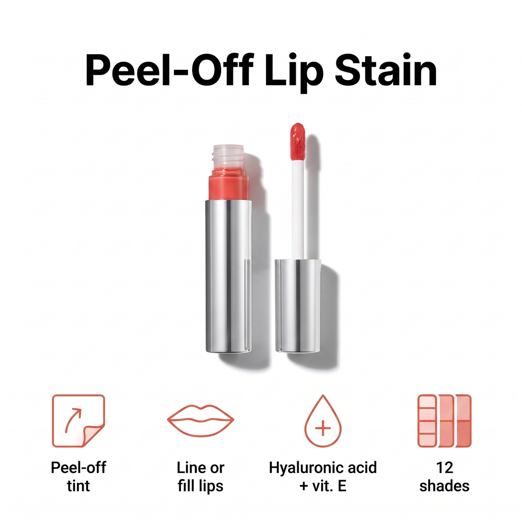 Peel-off lip liner stain with long-lasting tint
