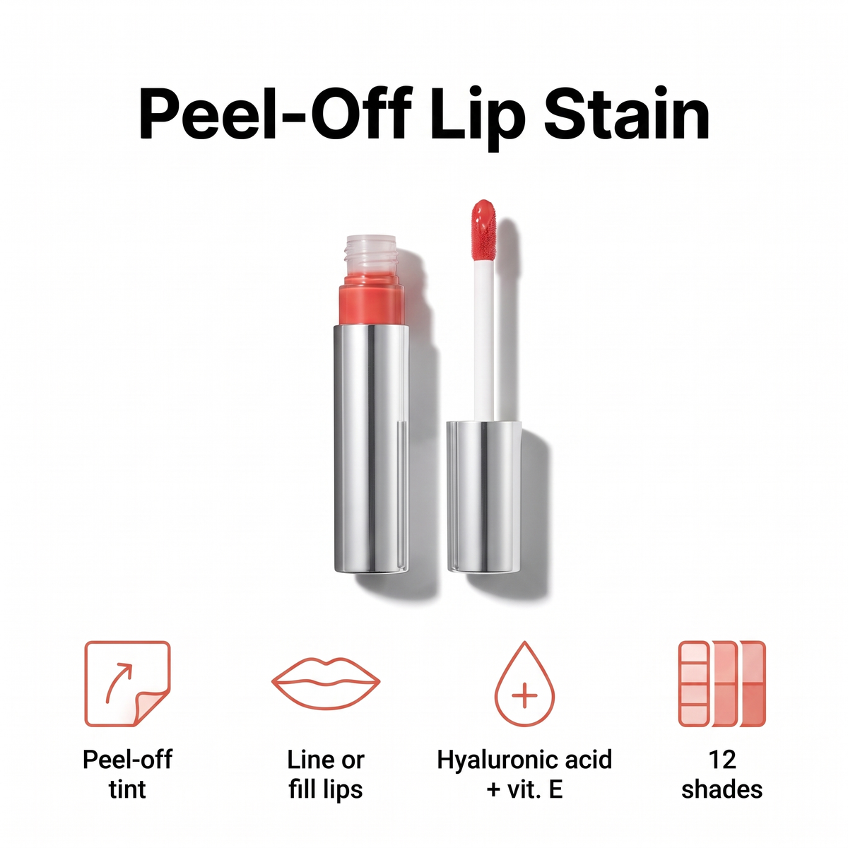 Peel-off lip liner stain with long-lasting tint