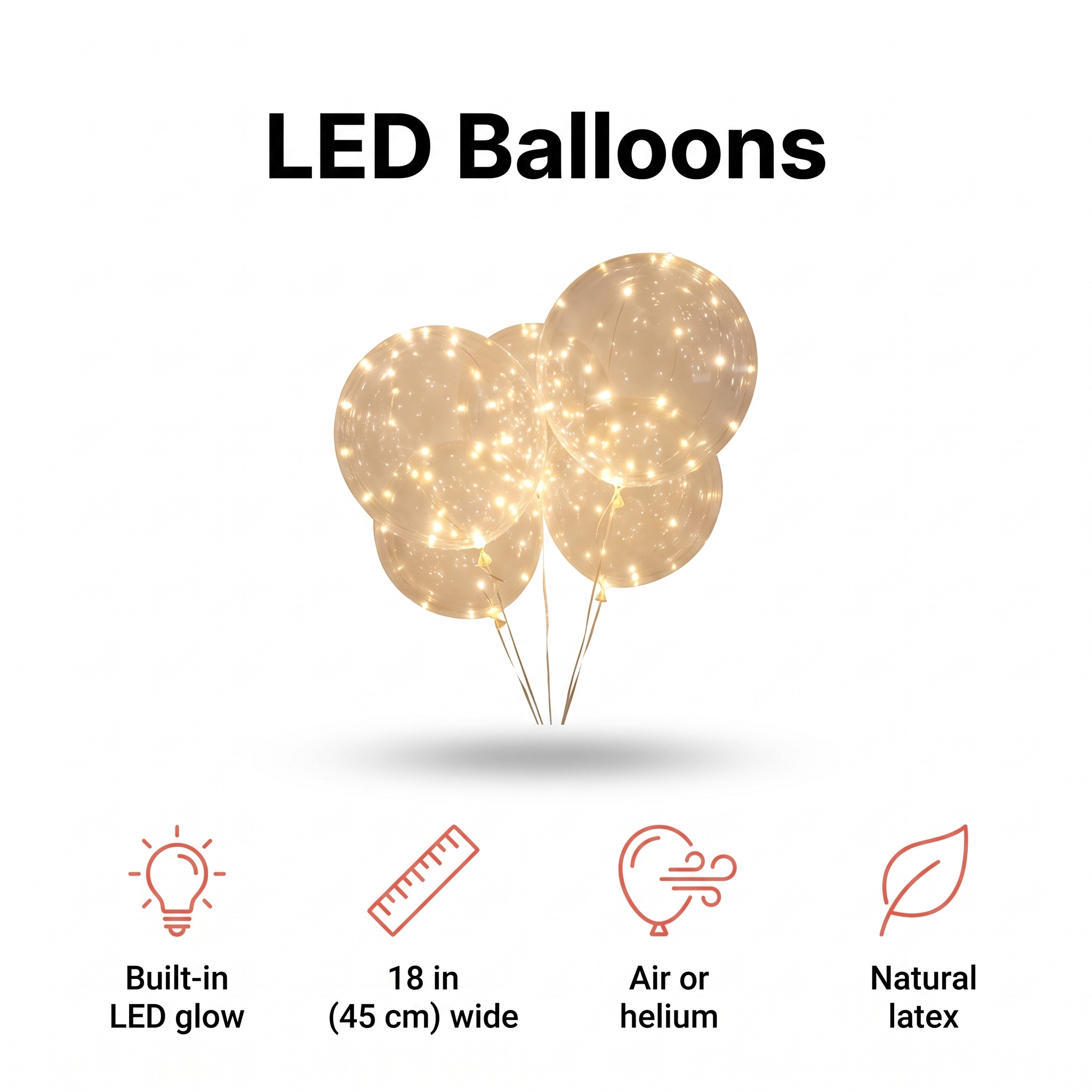 Reusable LED balloons that glow in the dark