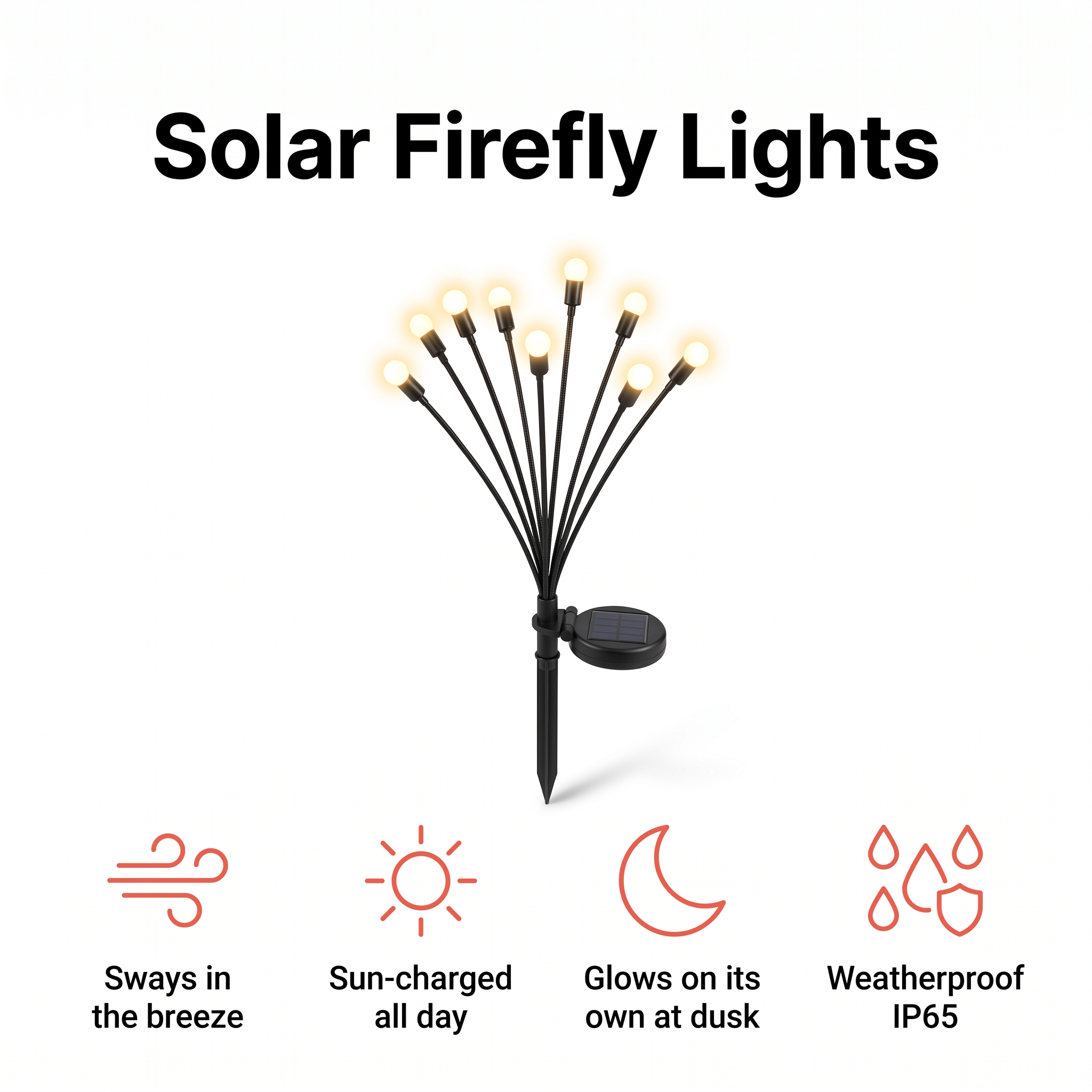 Solar firefly garden lights that sway in the breeze and glow at dusk