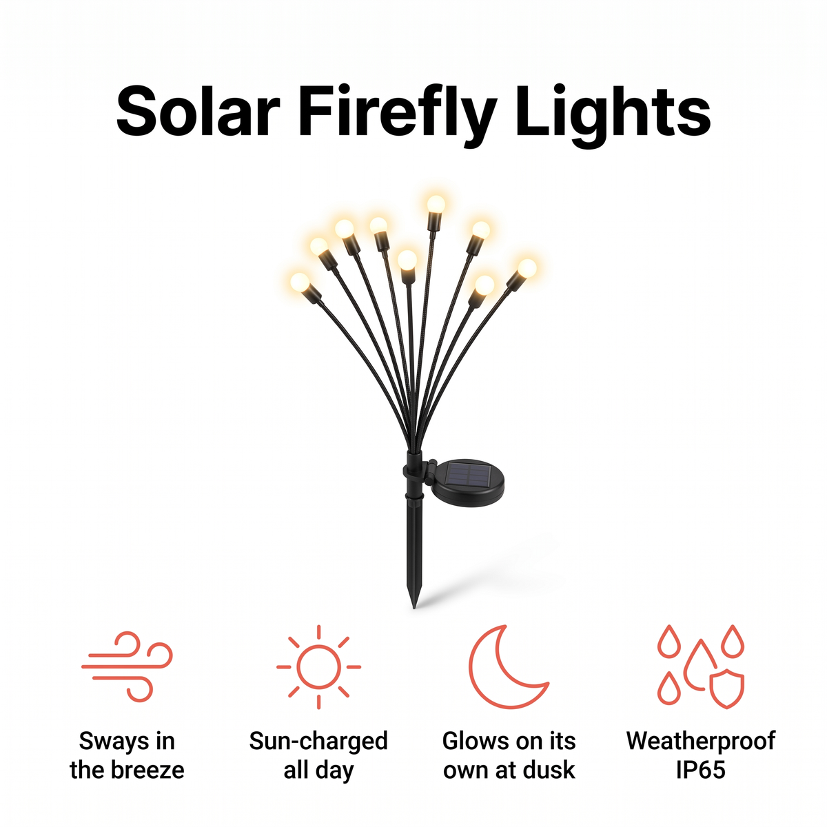 Solar firefly garden lights that sway in the breeze and glow at dusk