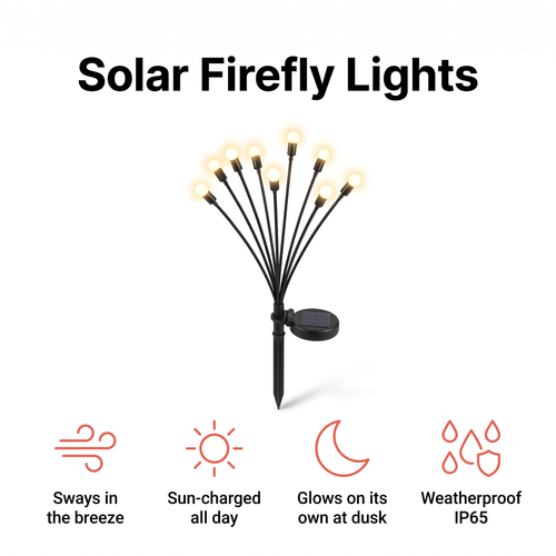 Solar firefly garden lights that sway in the breeze and glow at dusk