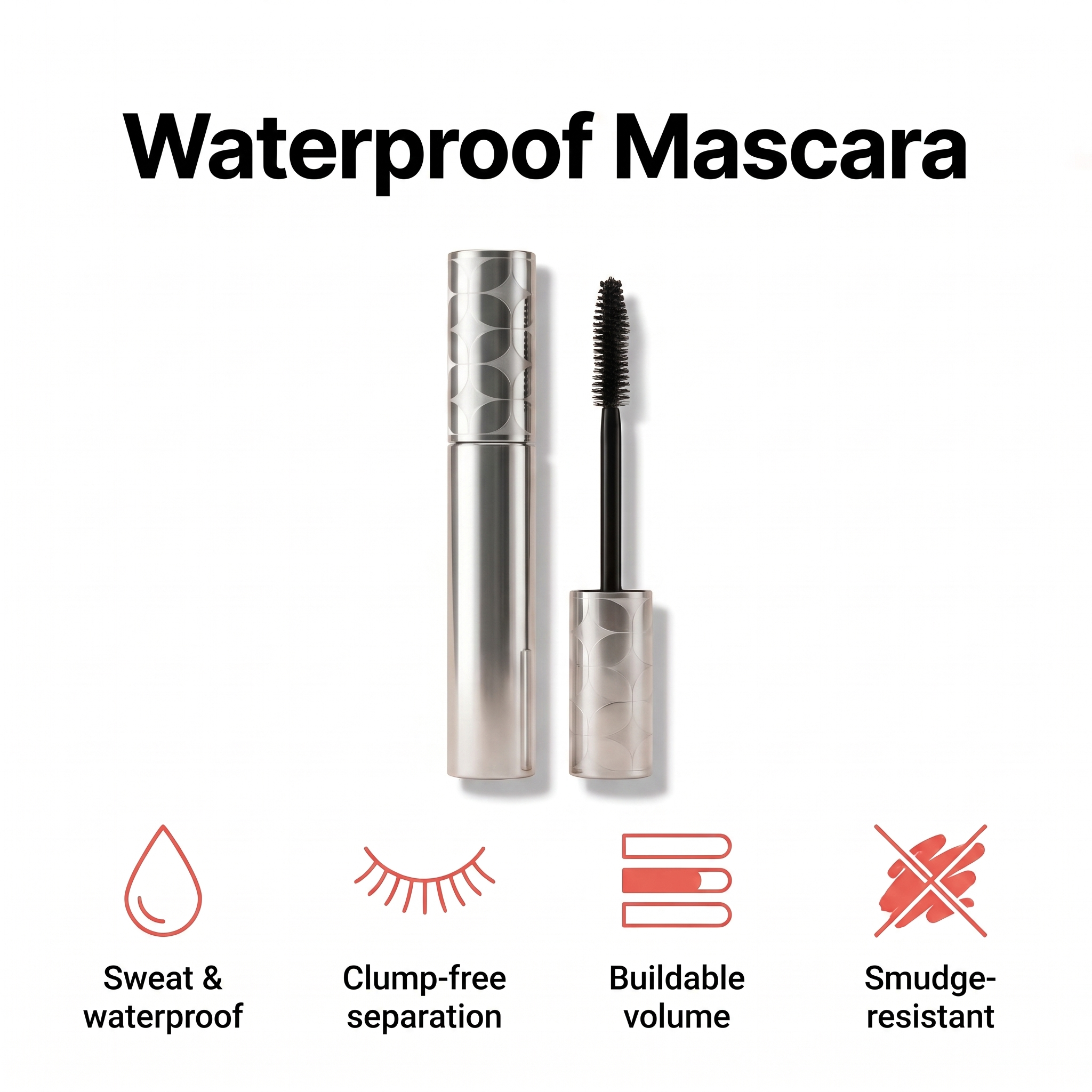 Waterproof, smudge-resistant volumizing mascara