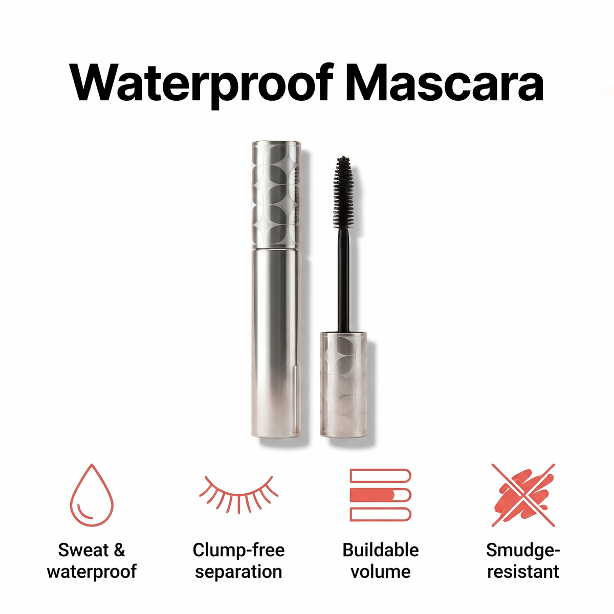 Waterproof, smudge-resistant volumizing mascara