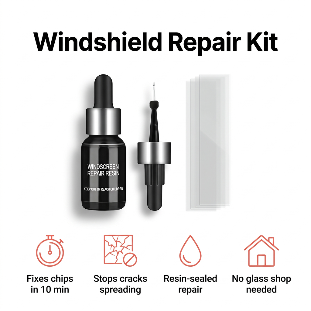 Windshield chip repair kit with resin